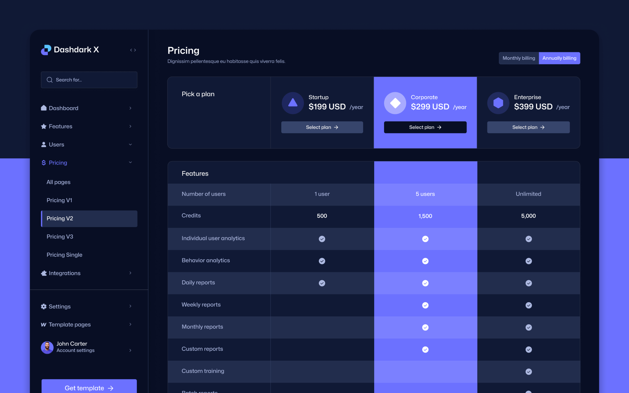 Dashdark X Webflow Template
