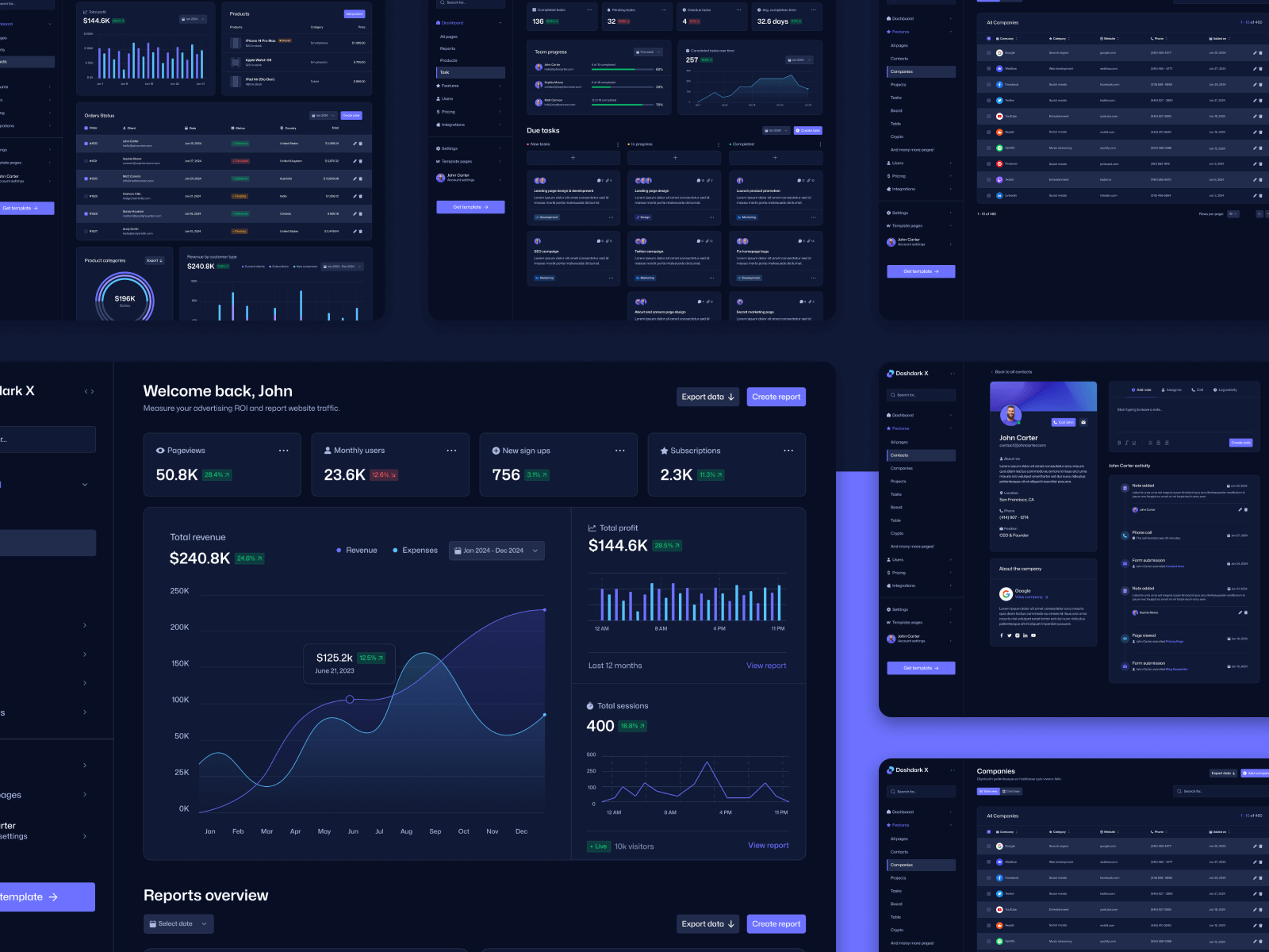 Dark Mode Dashboard Webflow Theme