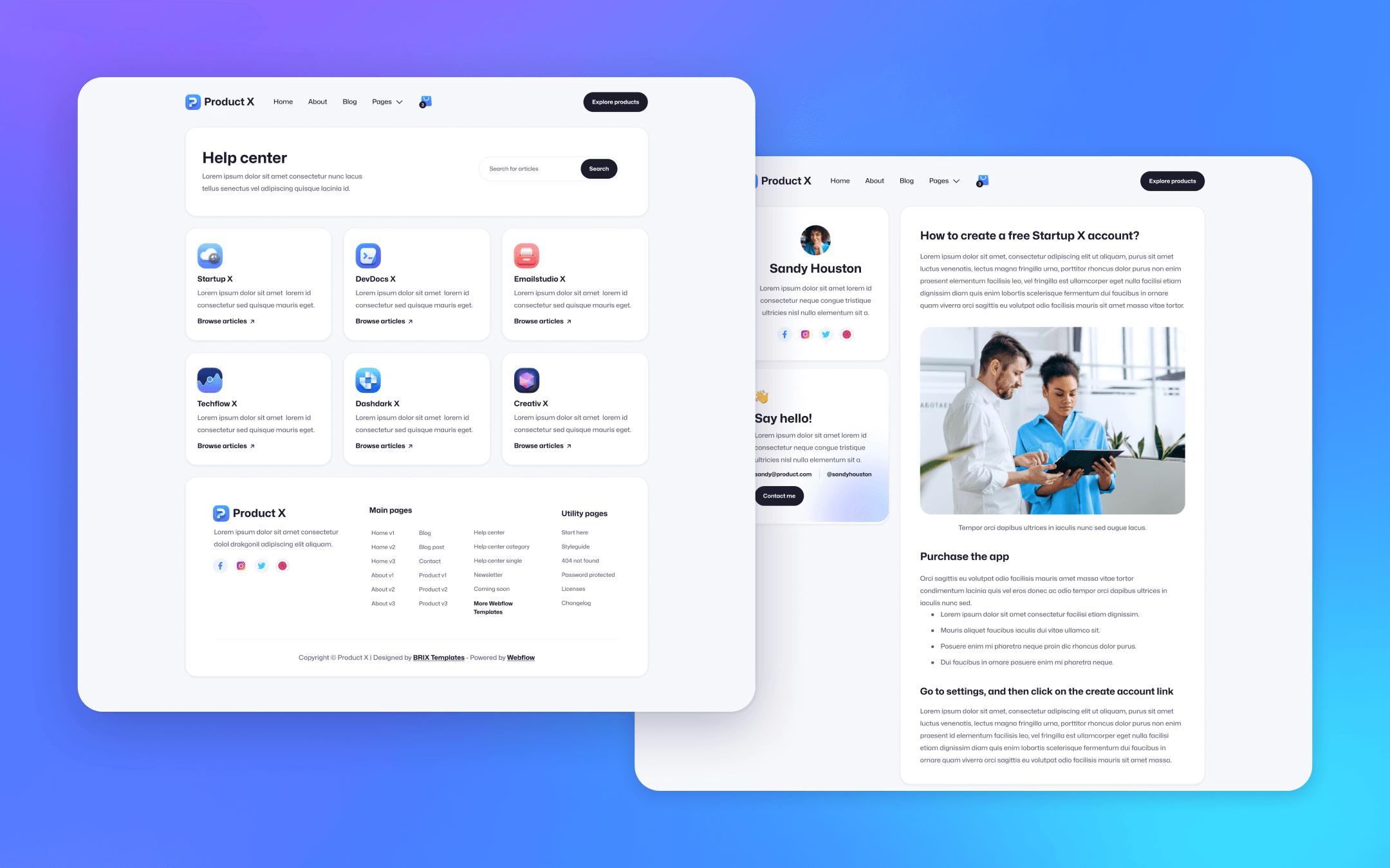 Product X Webflow Template