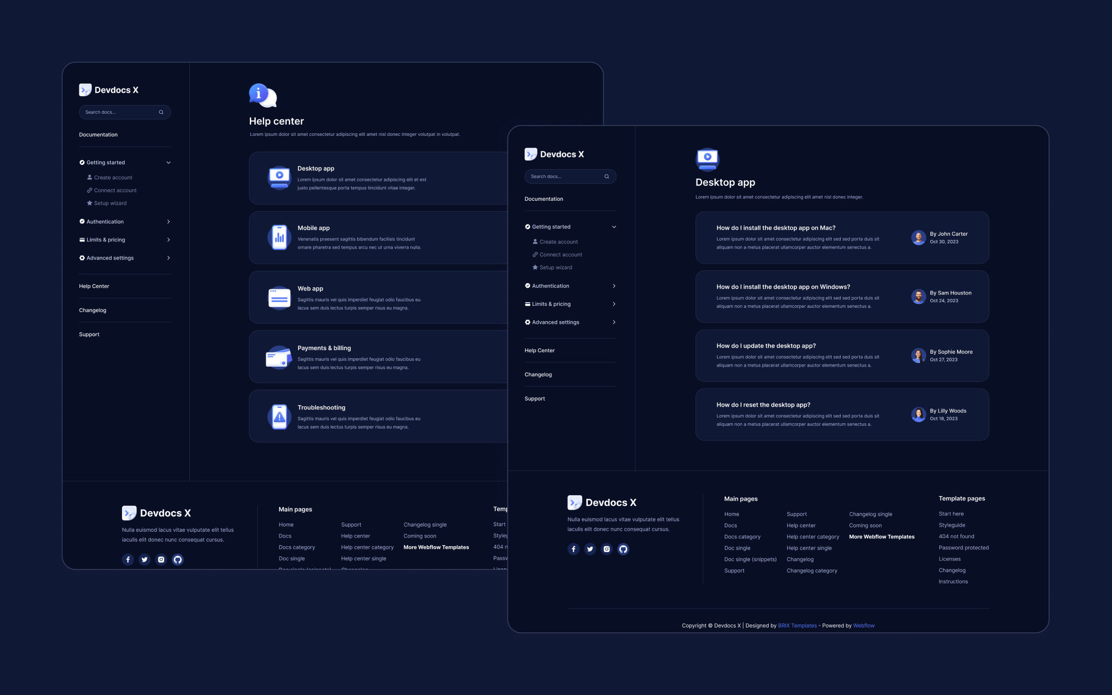 Devdocs X Webflow Template