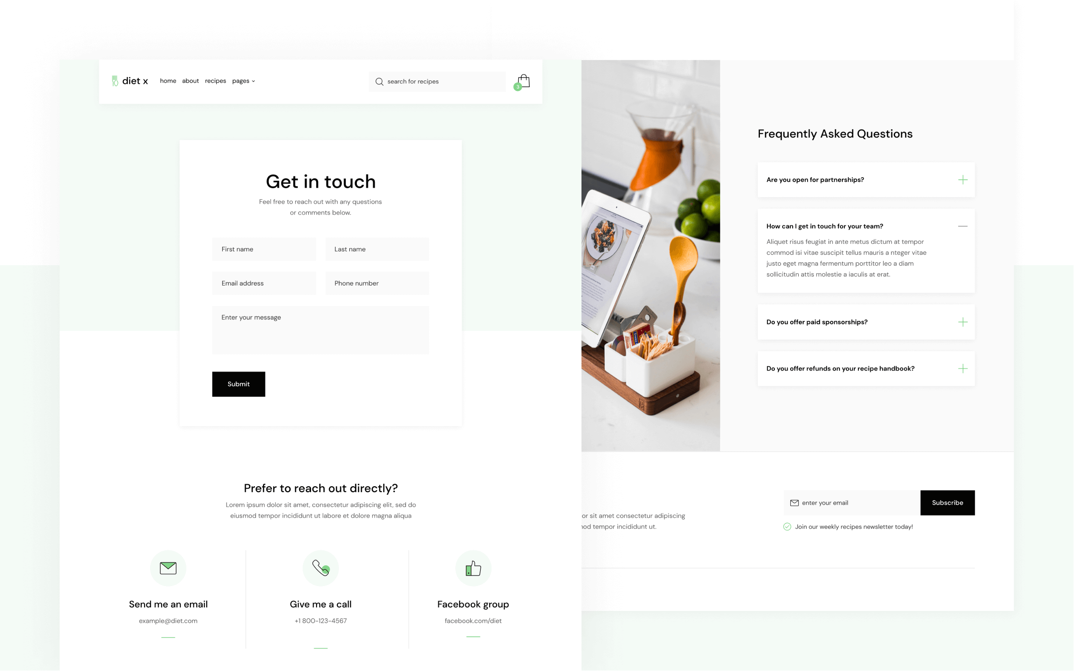 Diet X Webflow Template