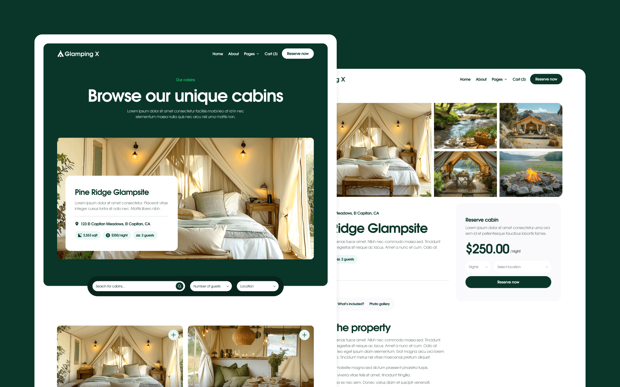 Glamping X Webflow Template