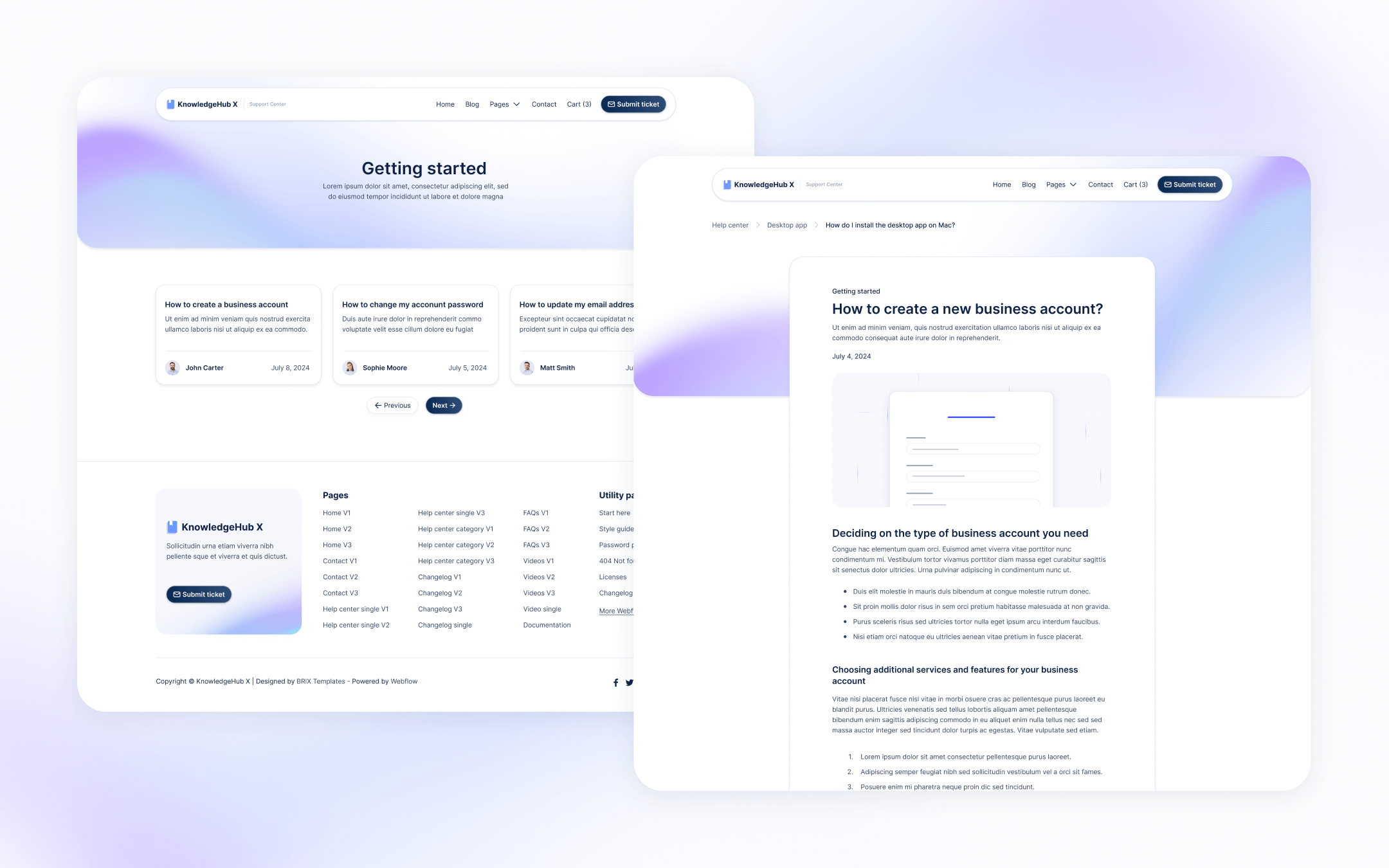 KnowledgeHub X - Help Center Webflow Template