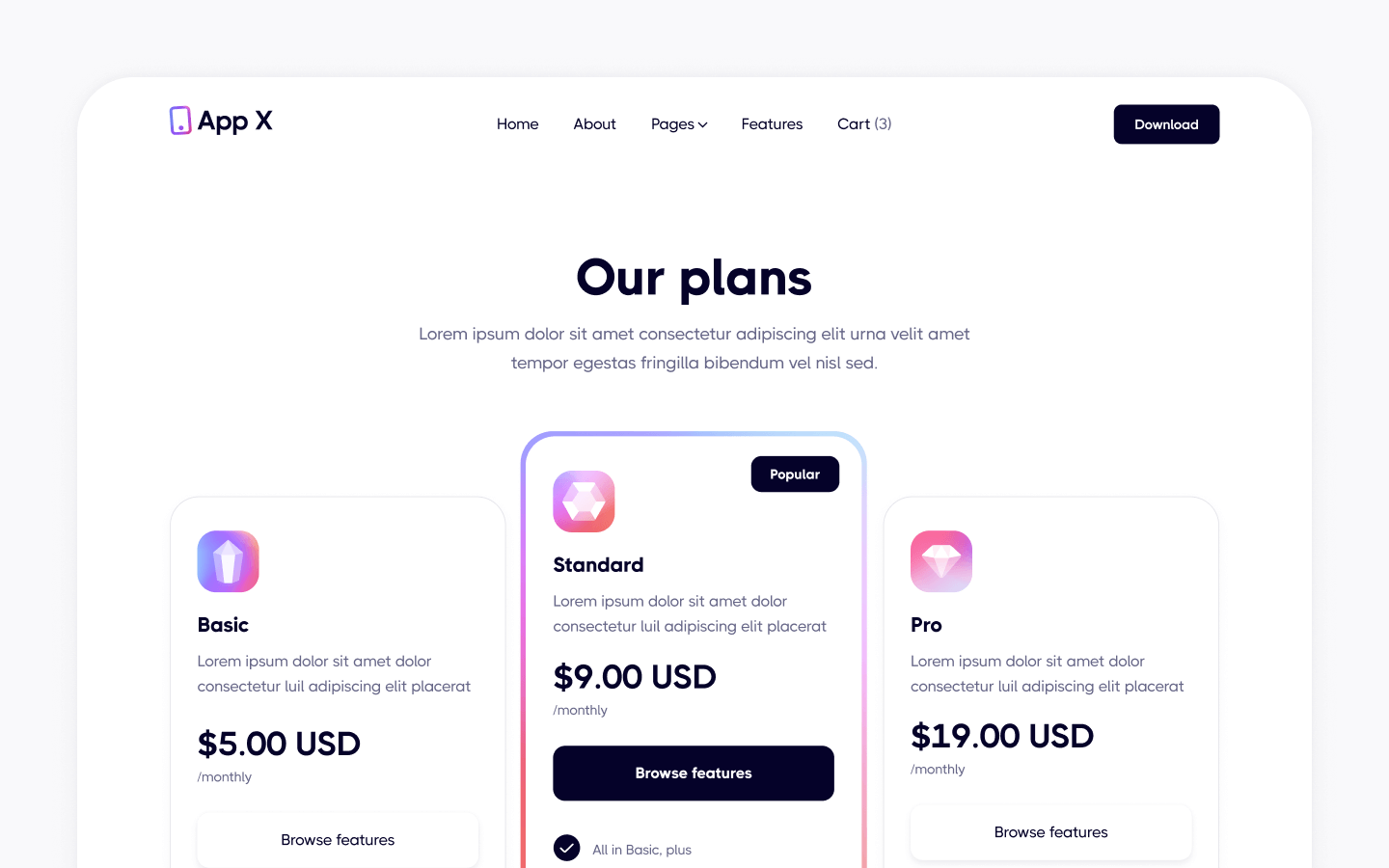 App X Webflow Template