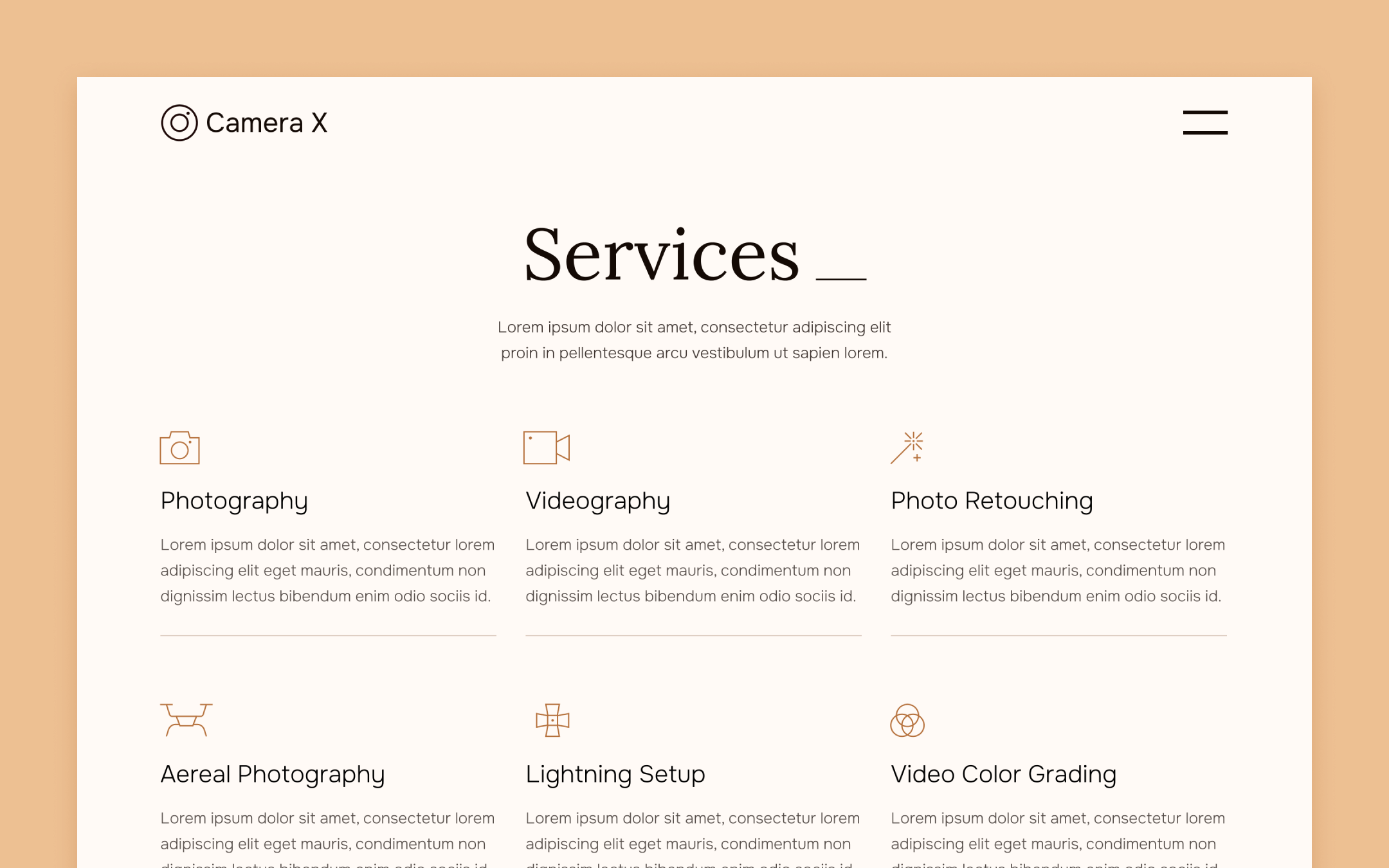 Camera X Webflow Template