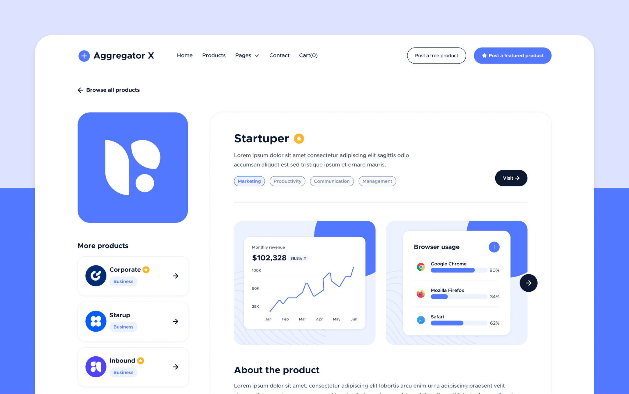 Aggregator X Webflow Template