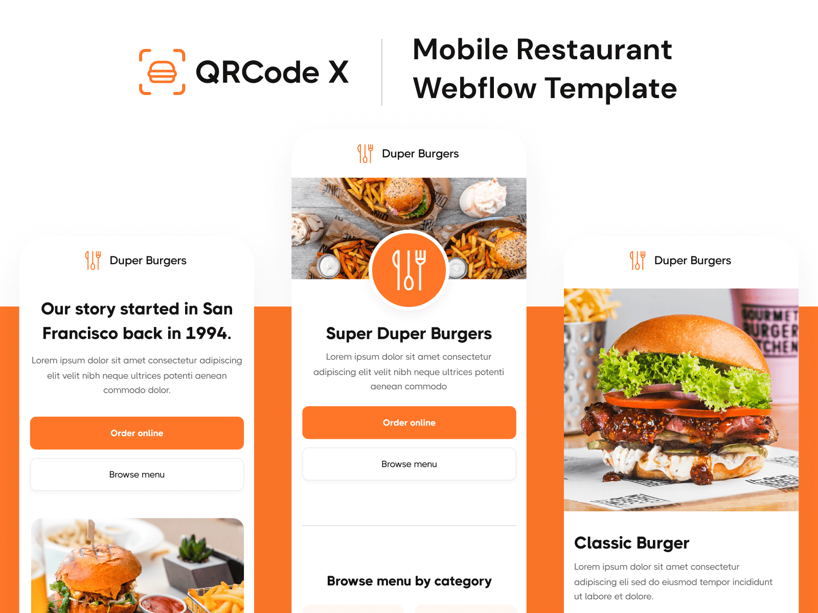 Mobile Restaurant Webflow Template
