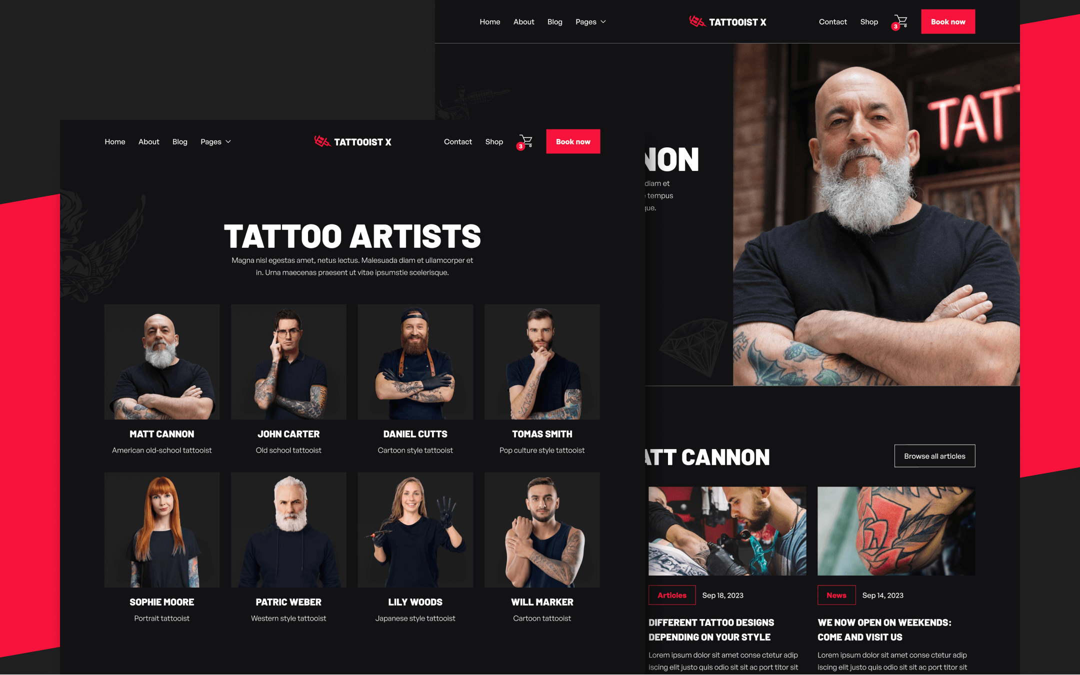 Tattooist X Webflow Template
