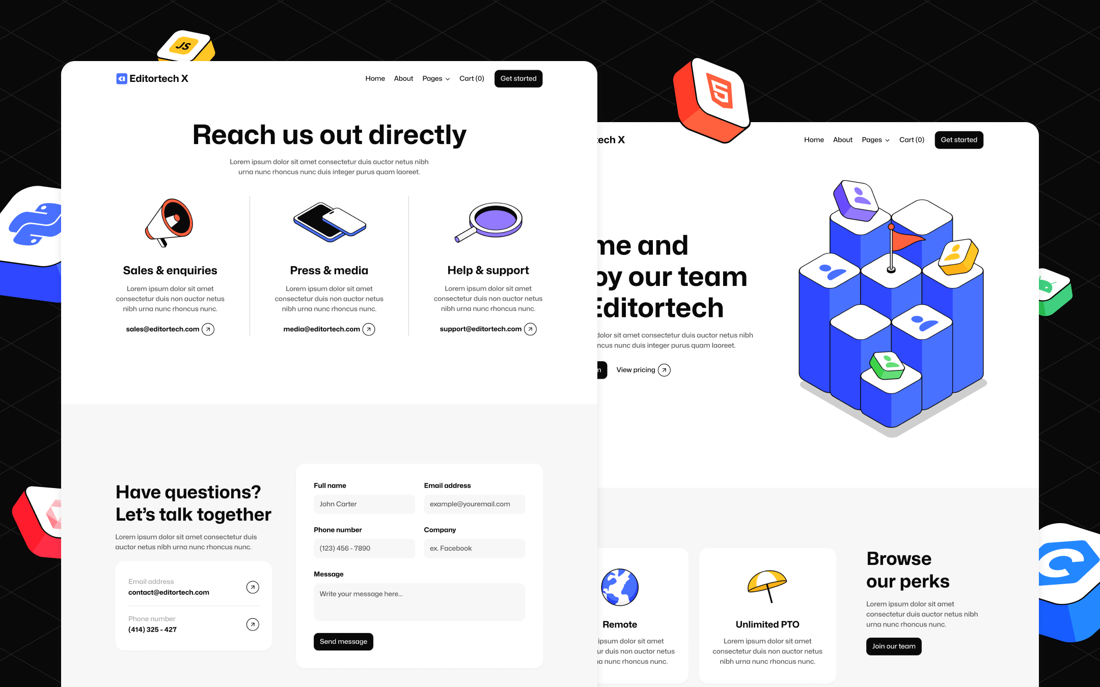 Editortech X Webflow Template