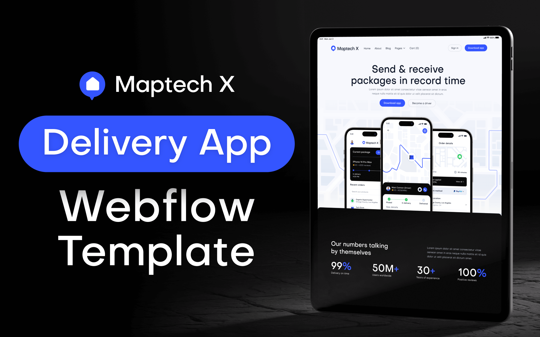 Transport App Webflow Template