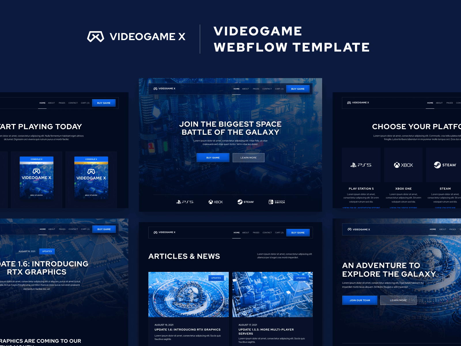 Videogame Webflow Template