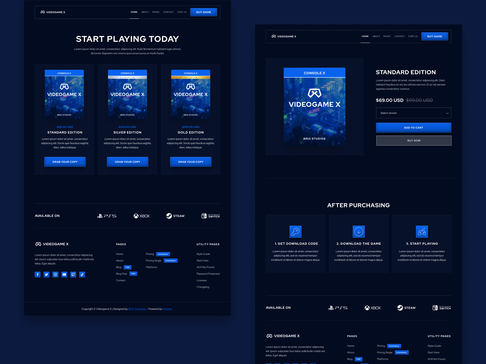 Videogame Webflow Theme
