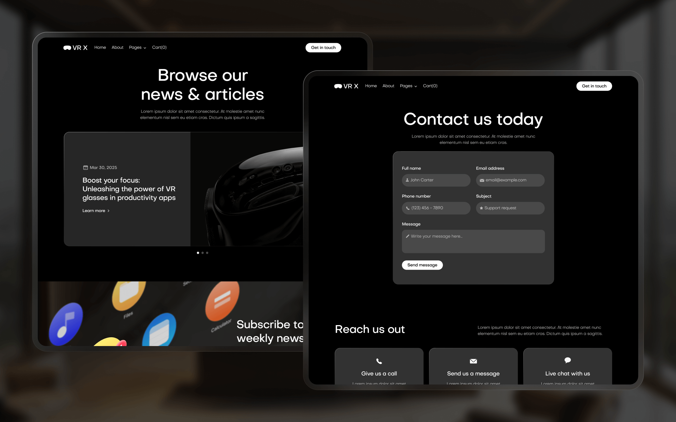 VR X Webflow Template