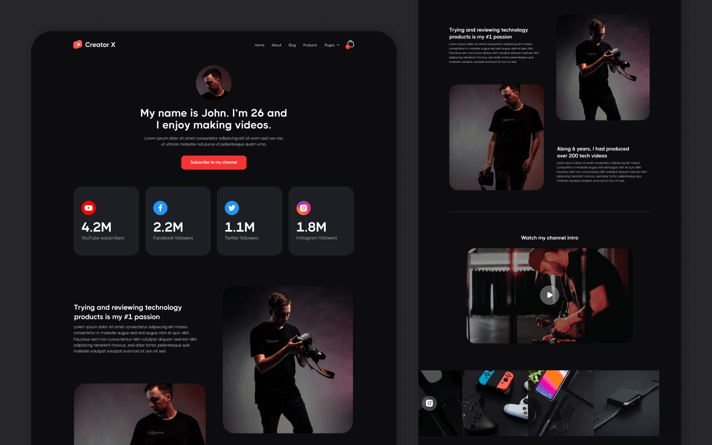 Video YouTuber Webflow Template